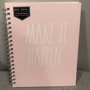 Rae Dunn 12 Month Planner Make It Happen Pink Spiral bound 2025 9x10"